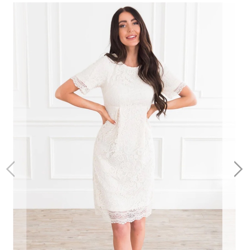 Cream/Off-White dress bought for wedding shower. From NeeSee’s Dresses Boutique.